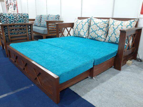 Sofa Bed X model Solid Wood with storage 3 fold - Image 3
