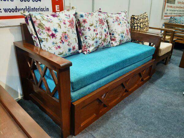 Sofa Bed X model Solid Wood with storage 3 fold