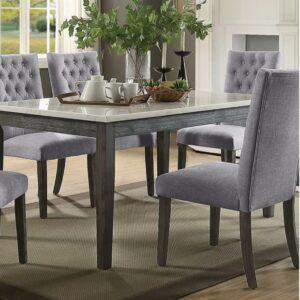 Dining table set 5'x3' Ashley with 6 chairs Tufted Back Marble top