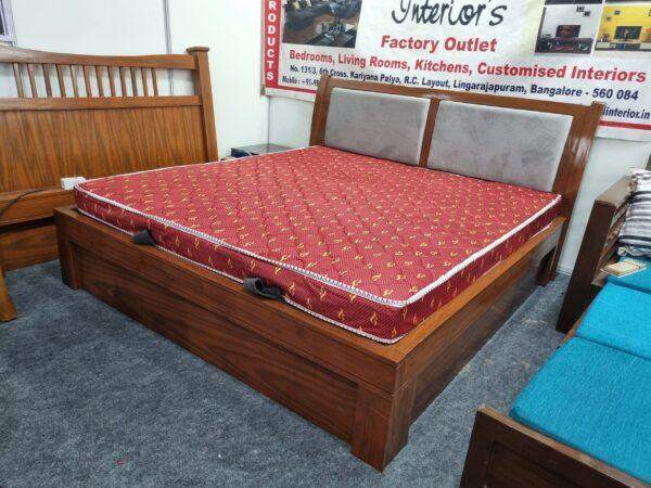 Solid Teak wood framed "Curve Bed" with hydraulic storage
