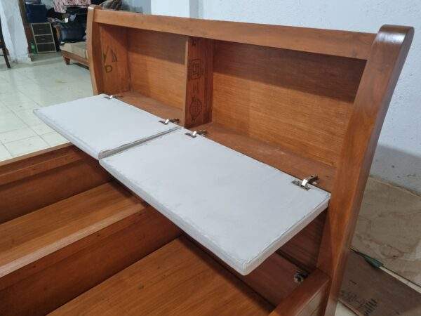 Solid Teak wood framed "Curve Bed" with hydraulic storage - Image 7