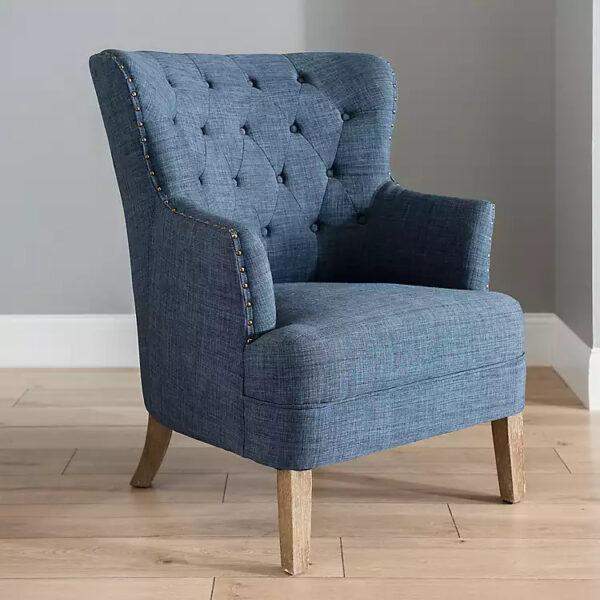 Navy Tufted Accent Chair with Nailhead Trim - Image 5