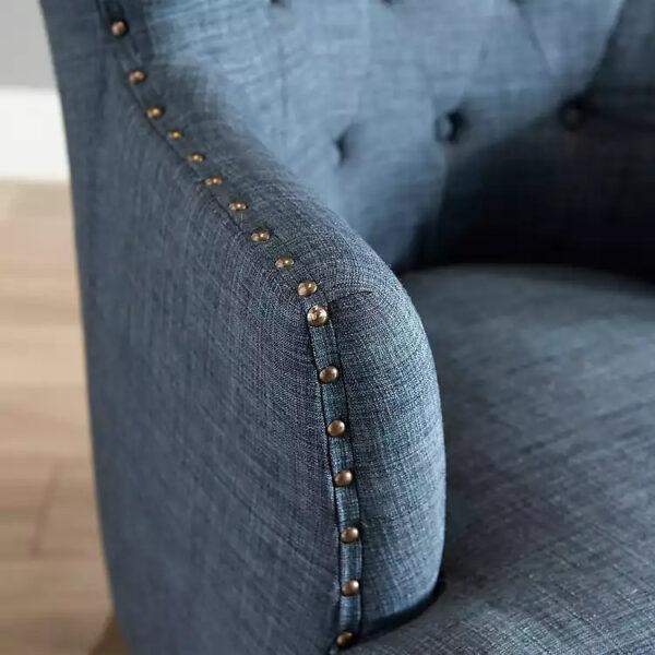 Navy Tufted Accent Chair with Nailhead Trim - Image 6