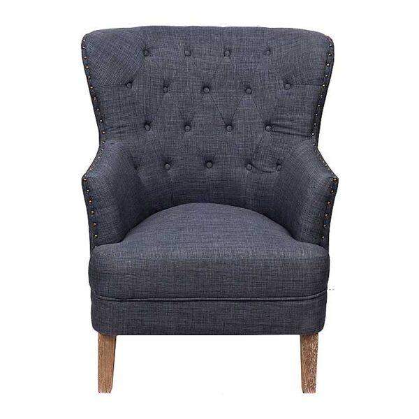 Navy Tufted Accent Chair with Nailhead Trim - Image 3