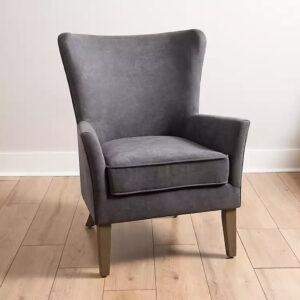 Solid Charcoal Wingback Upholstered Armchair