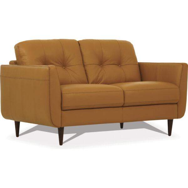 Radwan Loveseat in Tufted Caramel Leather - Image 4