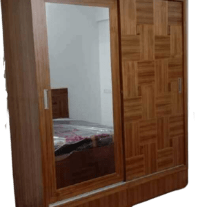 Wardrobe 6.5 x 7 feet x 24 inch depth Sliding With Mirror Door in veneer finish