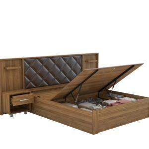 Bed Modern 60"x 75" inner with side tables and Hydraulic storage