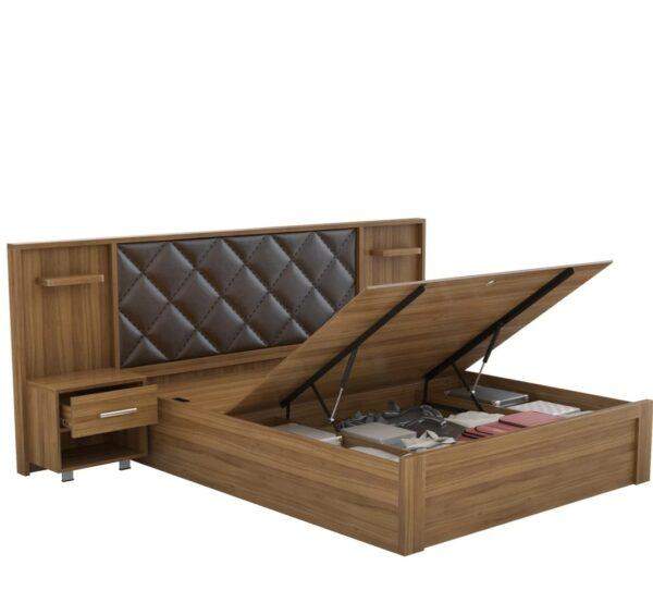 Bed Modern 60"x 75" inner with side tables and Hydraulic storage