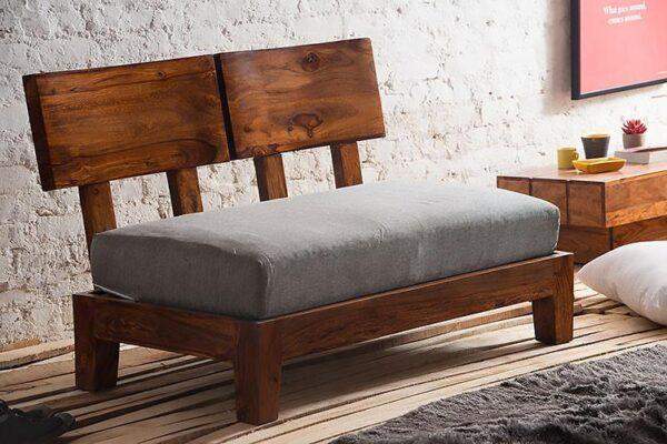 Solid Wood Curved Accent Sofa