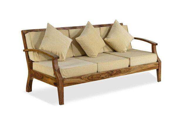 Solid Wood Mayor Sofa Set Light Walnut finish