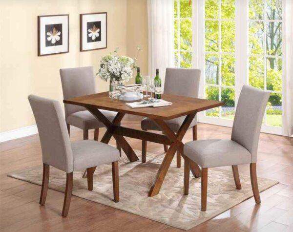 Dining table X type 4 x 2.5 feet with 4 chairs Full back