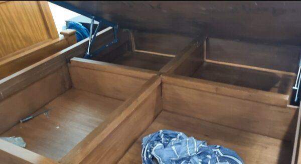 Solid Teak wood framed "Curve Bed" with hydraulic storage - Image 4