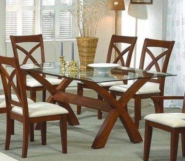 Dining table X Arch + 6 Chairs X with Glass Top - Image 3