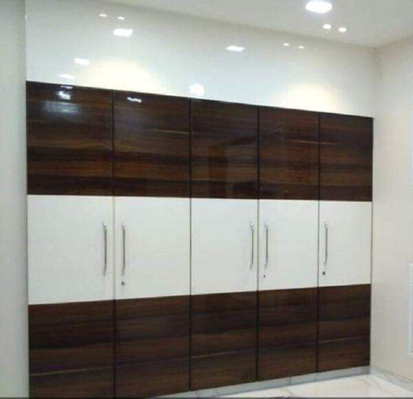 Wardrobe 5 door Glossy Laminated 2 tone
