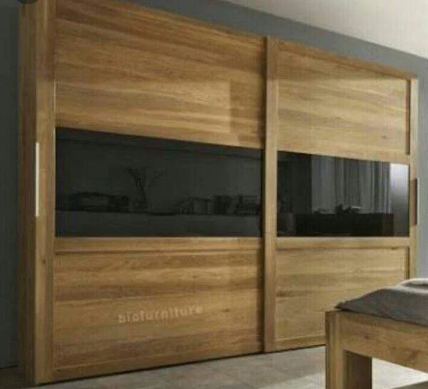 Wardrobe Sliding Black glass Panel