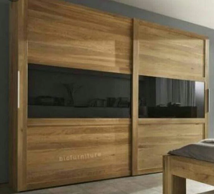 Wardrobe Sliding Black glass Panel