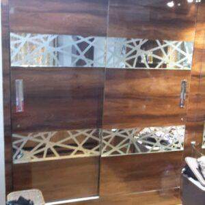 Wardrobe Sliding Doors Mirror Accents Hg Laminate