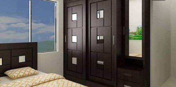 Wardrobe Grid Square Cut outs Mirror