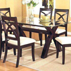 Dining table X Arch + 6 Chairs X with Glass Top