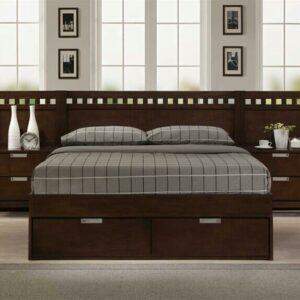 Bed Cutout Headboard with 2 side tables and Storage
