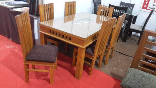 Dining table Pillar Grooves with 6 chairs (Custom) - Image 2