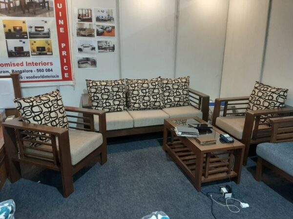 Box Solid Wood Sofa Set 311 + Center table + Divider (Custom) - Image 6