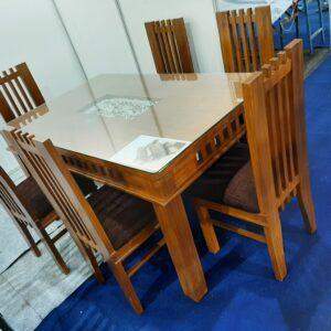 Dining table Pillar Grooves with 6 chairs (Custom)