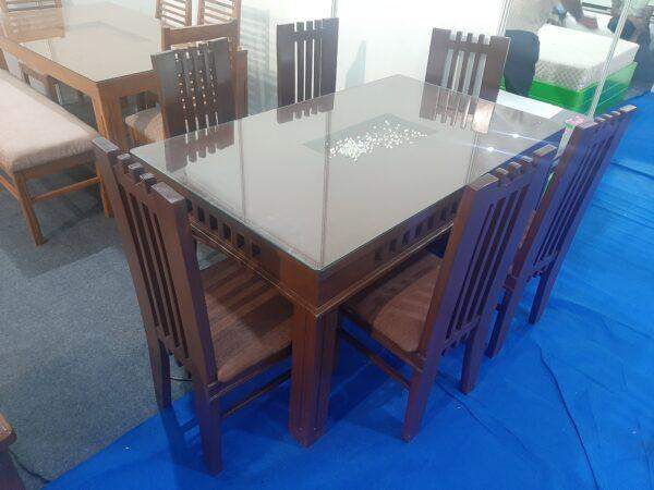 Dining table Pillar Grooves with 6 chairs (Custom) - Image 4