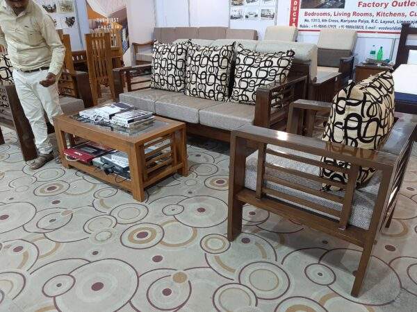 Box Solid Wood Sofa Set 311 + Center table + Divider (Custom) - Image 5