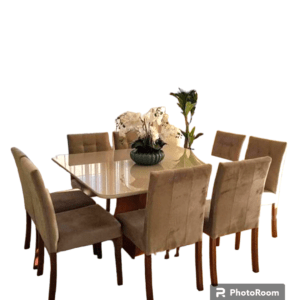 Dining Set Opal Square granite top 8 chairs