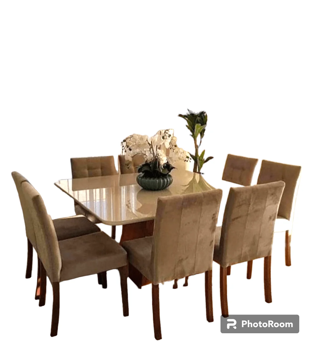 Dining Set Opal Square granite top 8 chairs