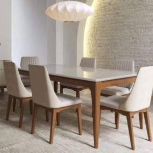 Snow Flake dining table + 6 Chairs with white marble top (custom)