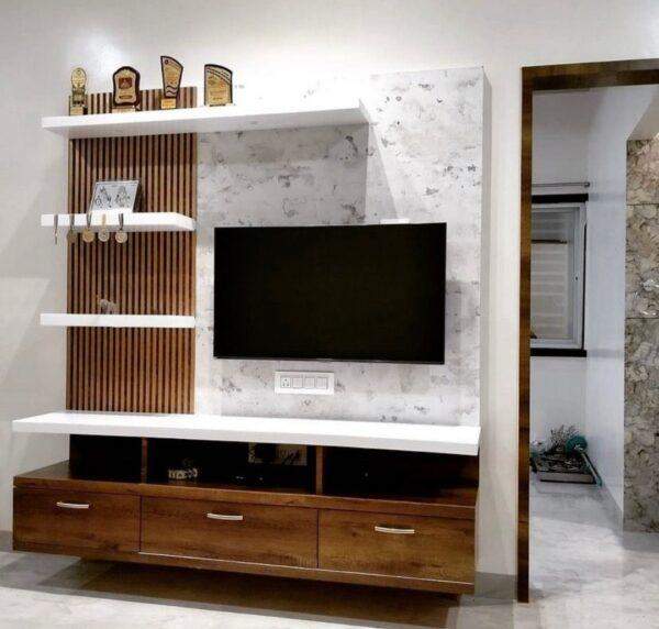 Wall Tv Unit Fluted Mounted (Custom)