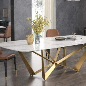 Metal Dining Table SS + 6 chairs Zenia