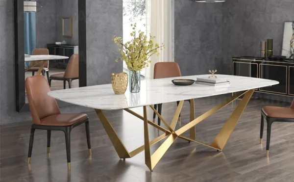Metal Dining Table SS + 6 chairs Zenia