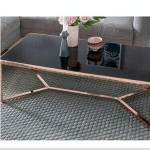 Metal center table Medan glass top Rose Gold