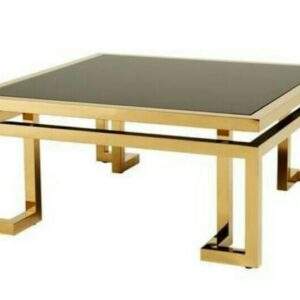 Metal Center Table Luxe Square Glass top