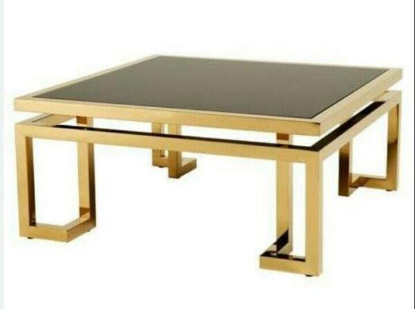 Metal Center Table Luxe Square Glass top