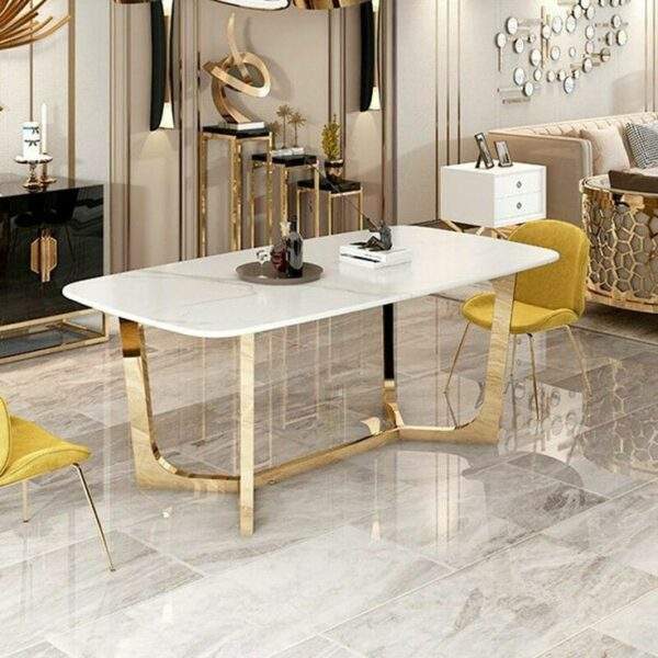 Metal Dining base Aiwa 5ft x 3 ft Marble top