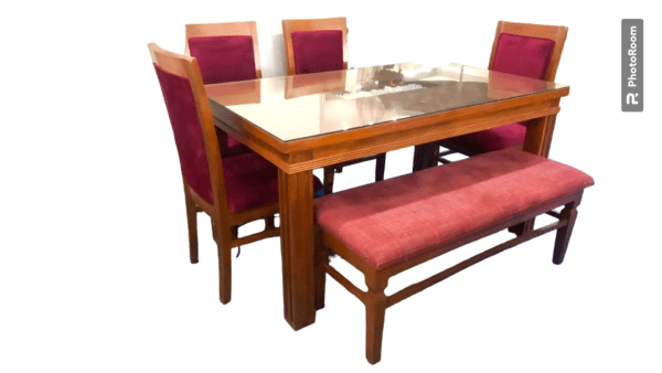 Dining Set Pillar 4 chairs / 6 chairs + Bench Glass Placed - Image 4