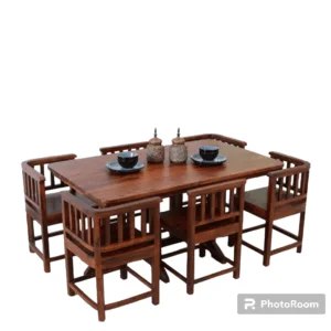Solid Wood 6 Seater Dining Table Set with 6 Chair