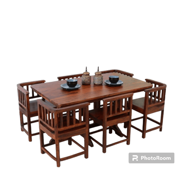 Solid Wood 6 Seater Dining Table Set with 6 Chair