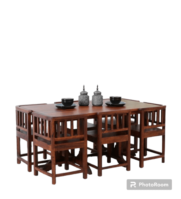 Solid Wood 6 Seater Dining Table Set with 6 Chair - Image 2
