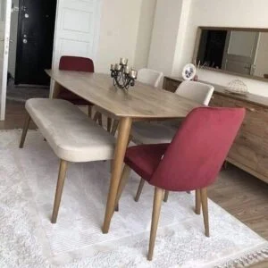 Dining set Larson 4 chairs +1 bench 5'x3'