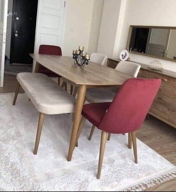 Dining set Larson 4 chairs +1 bench 5'x3'