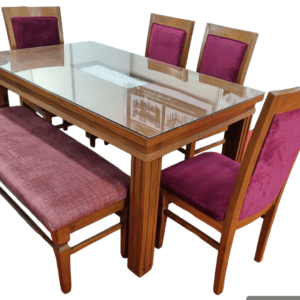 Dining Set Pillar 4 chairs / 6 chairs + Bench Glass Placed