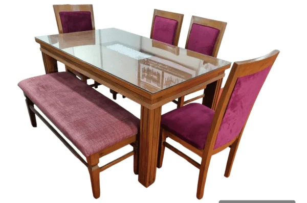 Dining Set Pillar 4 chairs / 6 chairs + Bench Glass Placed