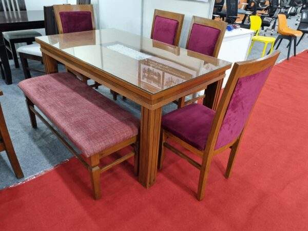 Dining Set Pillar 4 chairs / 6 chairs + Bench Glass Placed - Image 3