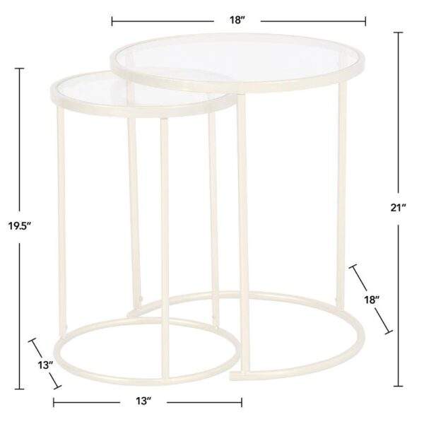 Metal Nest of table (2) Round Glass top - Image 4